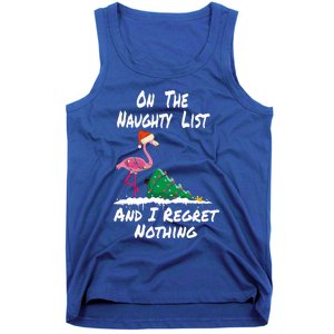 On The Naughty List And I Regret Nothing Flamingo Christmas Cute Gift Tank Top