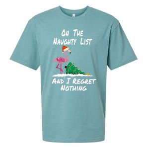 On The Naughty List And I Regret Nothing Flamingo Christmas Cute Gift Sueded Cloud Jersey T-Shirt