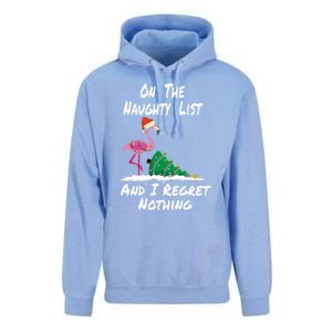 On The Naughty List And I Regret Nothing Flamingo Christmas Cute Gift Unisex Surf Hoodie