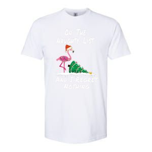 On The Naughty List And I Regret Nothing Flamingo Christmas Cute Gift Softstyle CVC T-Shirt