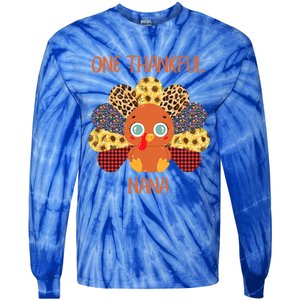 One Thankful Nana Turkey Grandma Family Thanksgiving Day Gift Tie-Dye Long Sleeve Shirt