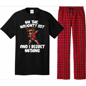 On The Naughty List And I Regret Nothing Reindeer Dabbing Gift Pajama Set