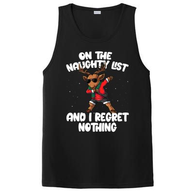 On The Naughty List And I Regret Nothing Reindeer Dabbing Gift PosiCharge Competitor Tank