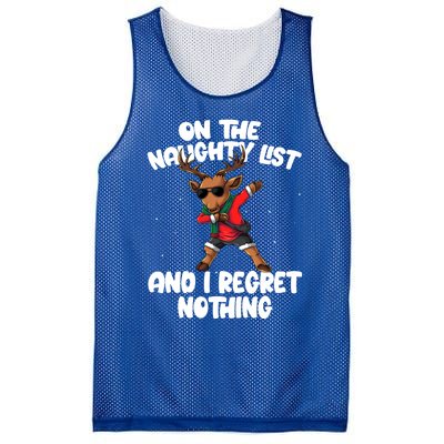 On The Naughty List And I Regret Nothing Reindeer Dabbing Gift Mesh Reversible Basketball Jersey Tank