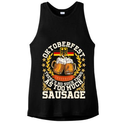 Oktoberfest There's No Such Thing As Too Much Sausage Ladies PosiCharge Tri-Blend Wicking Tank