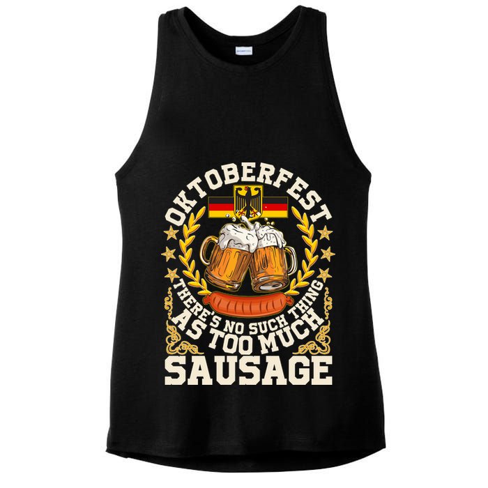 Oktoberfest There's No Such Thing As Too Much Sausage Ladies PosiCharge Tri-Blend Wicking Tank