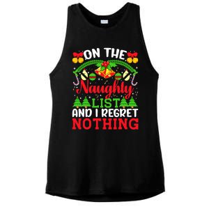 On The Naughty List And I Regret Nothing Christmas 2022 Ladies PosiCharge Tri-Blend Wicking Tank