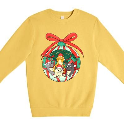 On The Naughty List And I Regret Nothing Cat Christmas Premium Crewneck Sweatshirt