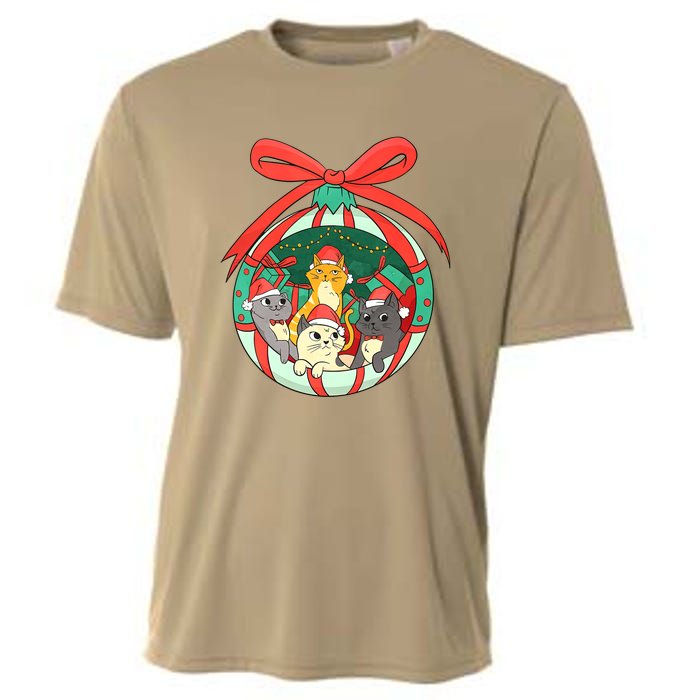 On The Naughty List And I Regret Nothing Cat Christmas Cooling Performance Crew T-Shirt