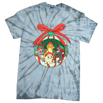 On The Naughty List And I Regret Nothing Cat Christmas Tie-Dye T-Shirt