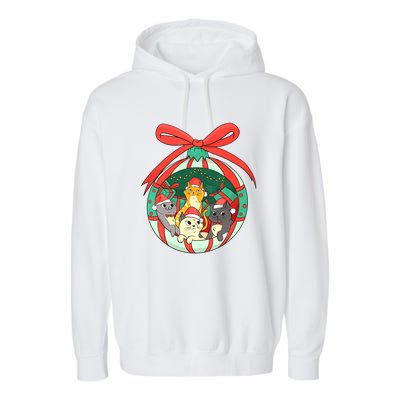 On The Naughty List And I Regret Nothing Cat Christmas Garment-Dyed Fleece Hoodie