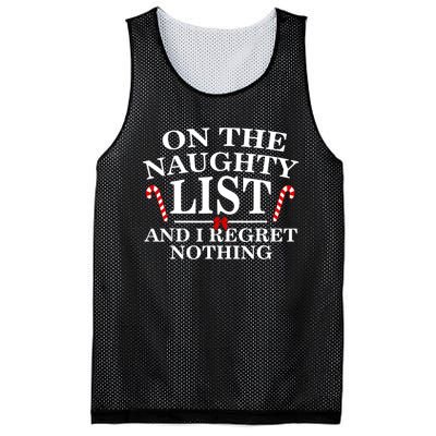 On The Naughty List And I Regret Nothing Funny Xmas Mesh Reversible Basketball Jersey Tank