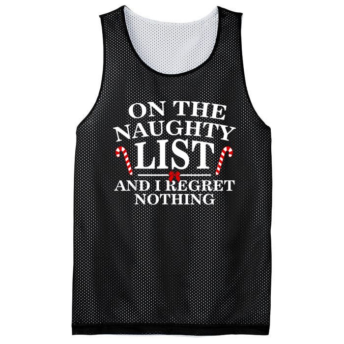 On The Naughty List And I Regret Nothing Funny Xmas Mesh Reversible Basketball Jersey Tank