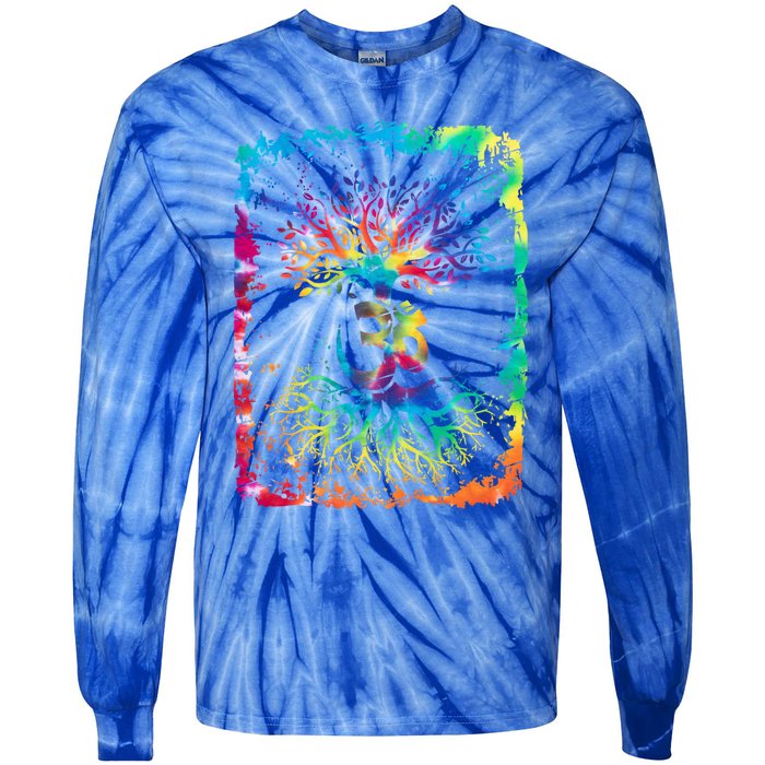 Om Tree Namaste Yoga Meditate Workout Meditation Funny Gift Tie-Dye Long Sleeve Shirt