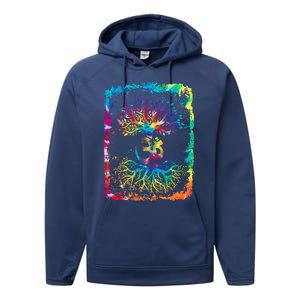 Om Tree Namaste Yoga Meditate Workout Meditation Funny Gift Performance Fleece Hoodie