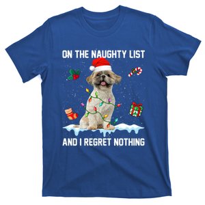 On The Naughty List And I Regret Nothing Shih Tzu Christmas Gift T-Shirt