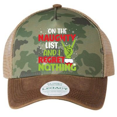 On The Naughty List And I Regret Nothing Funny Christmas Legacy Tie Dye Trucker Hat