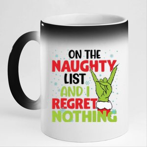 On The Naughty List And I Regret Nothing Funny Christmas 11oz Black Color Changing Mug