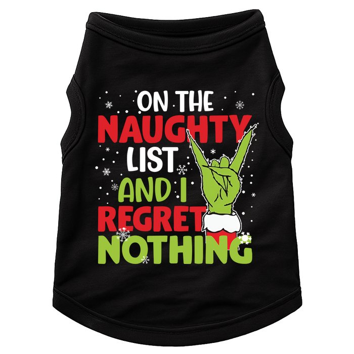 On The Naughty List And I Regret Nothing Funny Christmas Doggie Tank