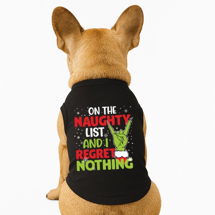 On The Naughty List And I Regret Nothing Funny Christmas Doggie Tank