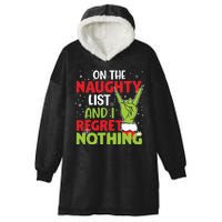 On The Naughty List And I Regret Nothing Funny Christmas Hooded Wearable Blanket