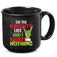 On The Naughty List And I Regret Nothing Funny Christmas 15oz Campfire Ceramic Mug