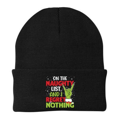 On The Naughty List And I Regret Nothing Funny Christmas Beanie