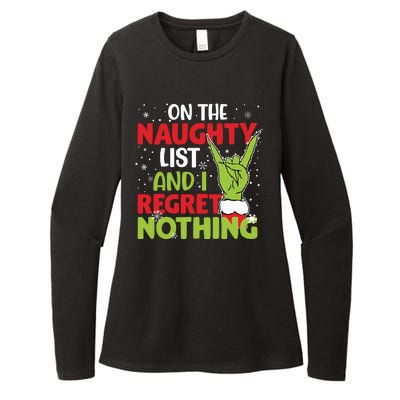 On The Naughty List And I Regret Nothing Funny Christmas Womens CVC Long Sleeve Shirt