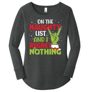 On The Naughty List And I Regret Nothing Funny Christmas Women's Perfect Tri Tunic Long Sleeve Shirt