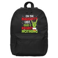 On The Naughty List And I Regret Nothing Funny Christmas 16 in Basic Backpack