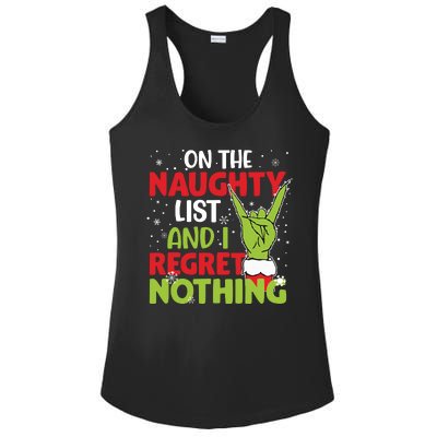 On The Naughty List And I Regret Nothing Funny Christmas Ladies PosiCharge Competitor Racerback Tank