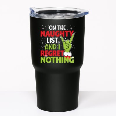 On The Naughty List And I Regret Nothing Funny Christmas Tumbler