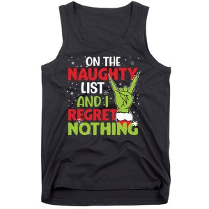 On The Naughty List And I Regret Nothing Funny Christmas Tank Top