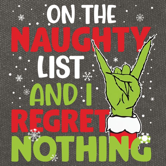 On The Naughty List And I Regret Nothing Funny Christmas Cotton Canvas Backpack
