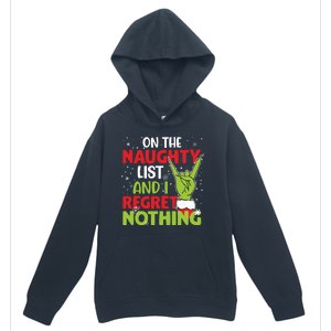 On The Naughty List And I Regret Nothing Funny Christmas Urban Pullover Hoodie