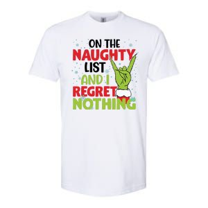 On The Naughty List And I Regret Nothing Funny Christmas Softstyle CVC T-Shirt