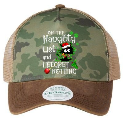 On The Naughty List And I Regret Nothing Xmas Cat Lights Gift Legacy Tie Dye Trucker Hat