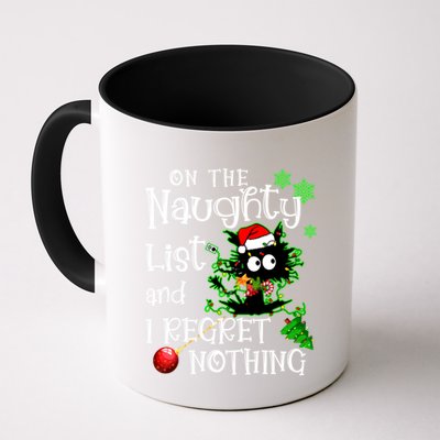 On The Naughty List And I Regret Nothing Xmas Cat Lights Gift Mug