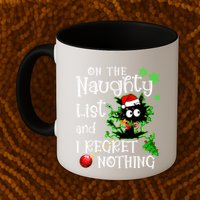 On The Naughty List And I Regret Nothing Xmas Cat Lights Gift Mug