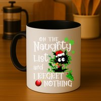 On The Naughty List And I Regret Nothing Xmas Cat Lights Gift Mug
