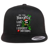 On The Naughty List And I Regret Nothing Xmas Cat Lights Gift Flat Bill Trucker Hat