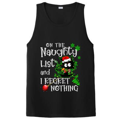 On The Naughty List And I Regret Nothing Xmas Cat Lights Gift PosiCharge Competitor Tank