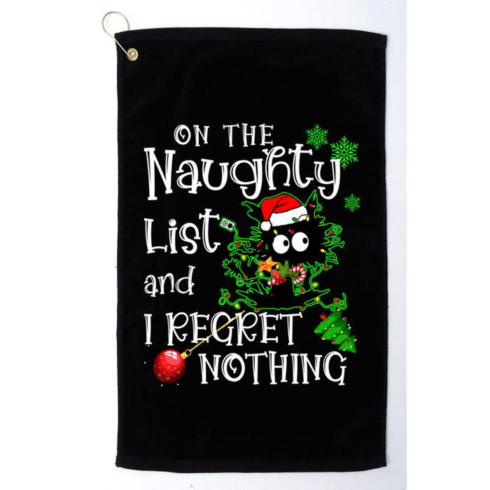 On The Naughty List And I Regret Nothing Xmas Cat Lights Gift Golf Towel