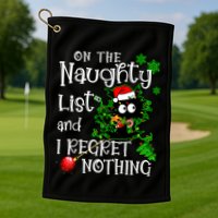 On The Naughty List And I Regret Nothing Xmas Cat Lights Gift Golf Towel