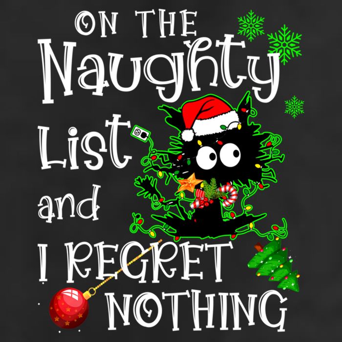 On The Naughty List And I Regret Nothing Xmas Cat Lights Gift Golf Towel