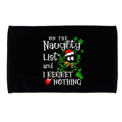 On The Naughty List And I Regret Nothing Xmas Cat Lights Gift Microfiber Hand Towel