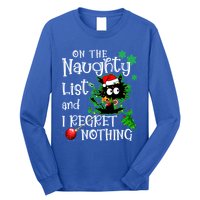 On The Naughty List And I Regret Nothing Xmas Cat Lights Gift Long Sleeve Shirt