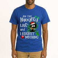On The Naughty List And I Regret Nothing Xmas Cat Lights Gift Tall T-Shirt