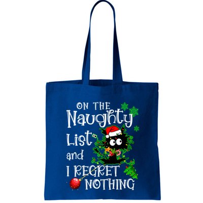 On The Naughty List And I Regret Nothing Xmas Cat Lights Gift Bag
