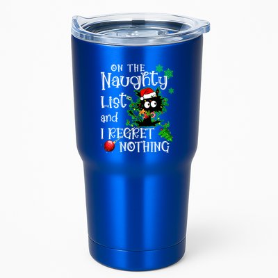 On The Naughty List And I Regret Nothing Xmas Cat Lights Gift Tumbler